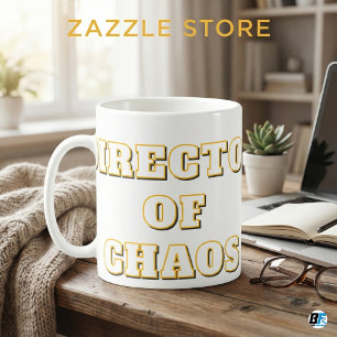 Caneca De Café Diretor do Caos Humor Divertido no Escritório e Pa