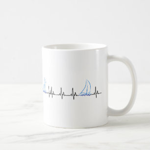 Caneca De Café Dirigindo Heartbeat Funny Sailboat