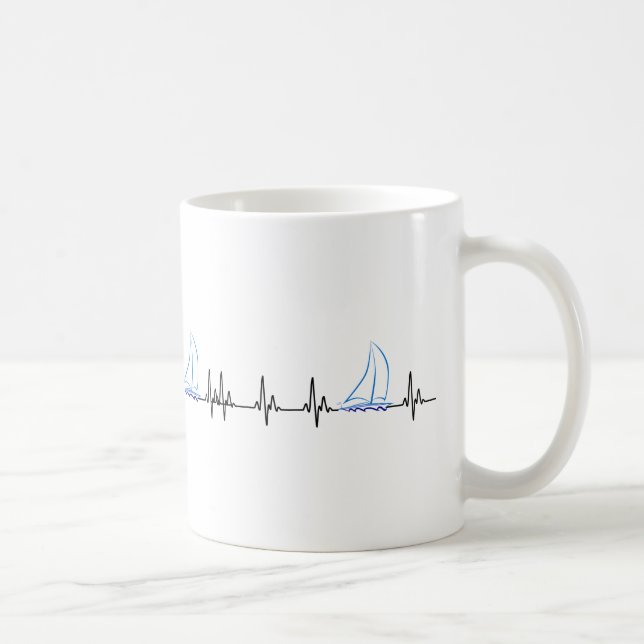 Caneca De Café Dirigindo Heartbeat Funny Sailboat (Direita)