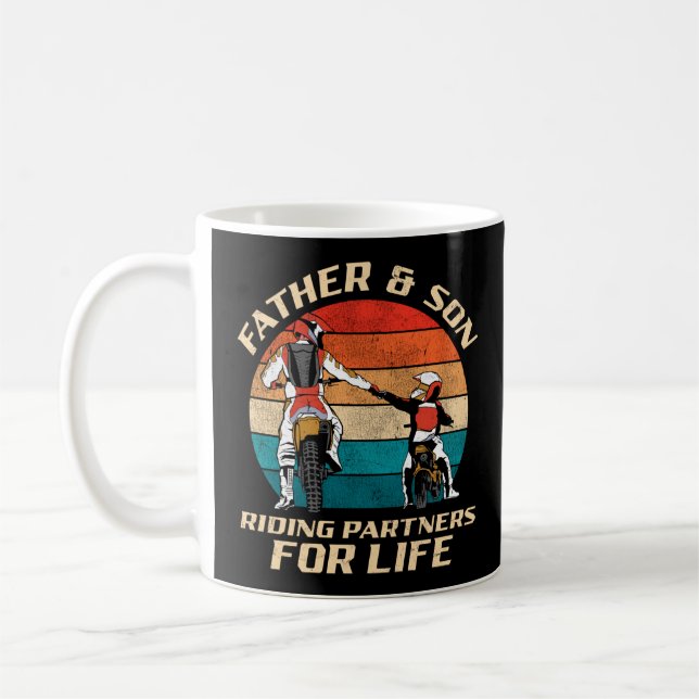 Caneca De Café Dirt Bike Motocross Padre & Son Riding Partners (Esquerda)