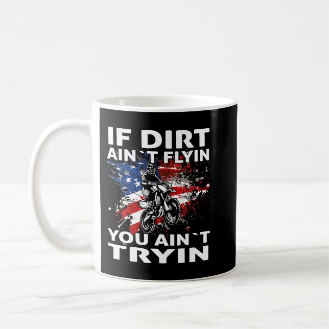 Caneca De Café Dirtbike Motocross Dirt bicicleta pai MX EUA Flag (Esquerda)