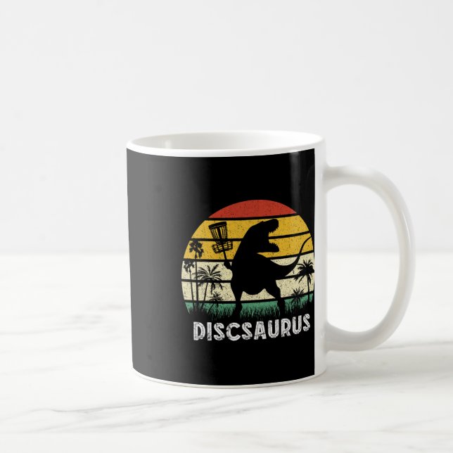 Caneca De Café Disc Golf Retro Dinosaur Disc Golf Player Frolf Fl (Direita)