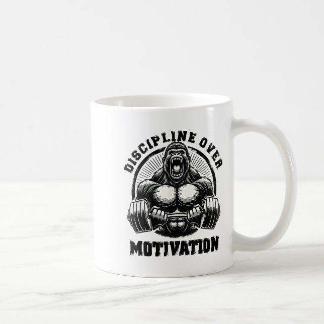 Caneca De Café Discipline Over Motivation Weightlift Gym Quotes G (Direita)
