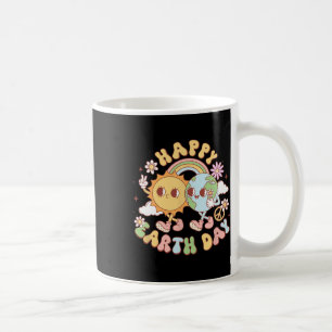 Caneca De Café Disco Groovy Feliz Dia da Terra Paz Sol e Terra