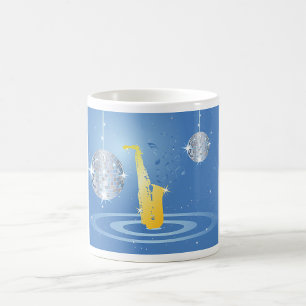 Caneca De Café Disco Jazz Saxofone Espelhos Espelhos Espelhos