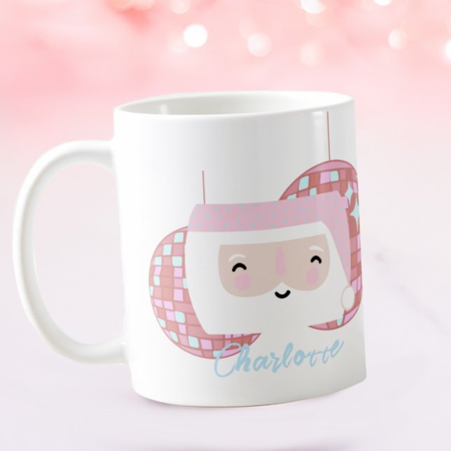 Caneca De Café Disco Papais noeis Meninas Rosa Natal (Criador carregado)