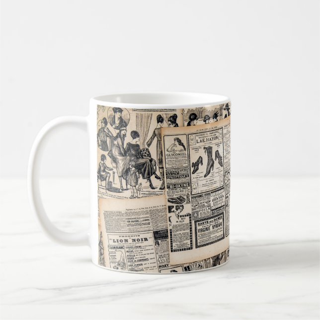 Caneca De Café Dissociação de Folhas de Anúncio de Jornal Antiqua (Esquerda)