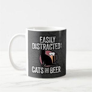 Caneca De Café Distração fácil de gatos e cervejas