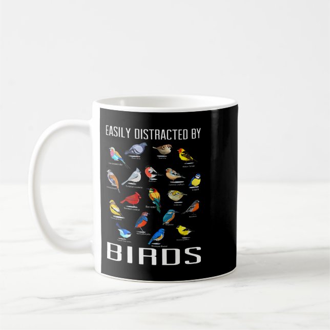 Caneca De Café Distraído Facilmente Por Aves Vigiando Pássaros (Esquerda)