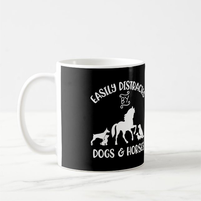 Caneca De Café Distraído Facilmente Por Cães E Cavalos Mulheres C (Esquerda)