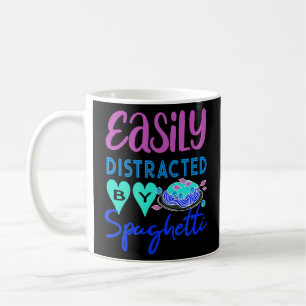 Caneca De Café Distraído Por Nódulos De Comida Italianos De Espag
