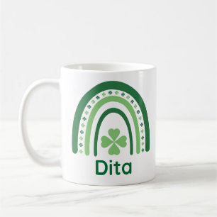 Caneca De Café Dita Name Clover Boho Rainbow