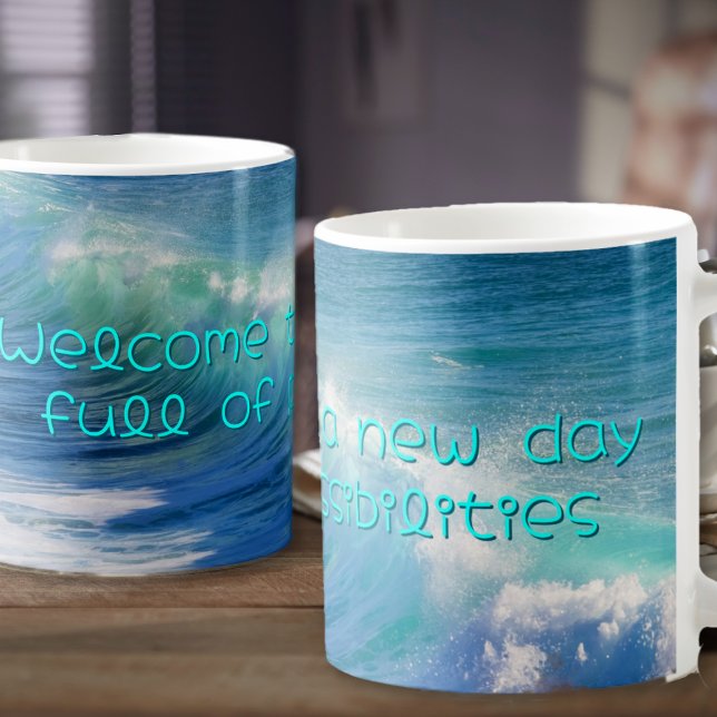 Caneca De Café Dito de Encorajamento de Onda do Oceano (Criador carregado)