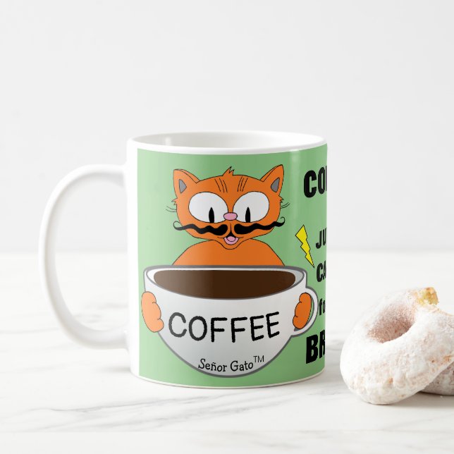 Caneca De Café Dito Divertido Gato de Desenho (Com Donut)