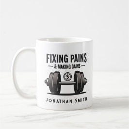 Caneca De Café Dito engraçado Terapia Física Preto e Branco