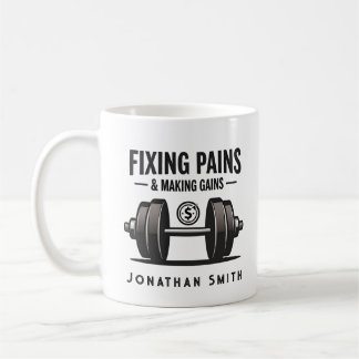 Caneca De Café Dito engraçado Terapia Física Preto e Branco