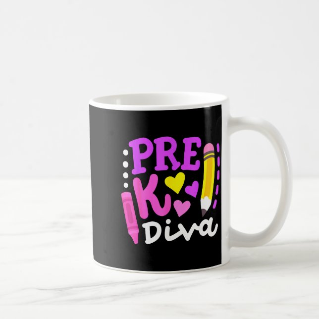 Caneca De Café diva do pré-k engraçado bem-vindo de volta à escol (Direita)