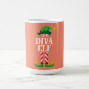 Caneca De Café Diva Elf Matching Family Group Festa de Natal