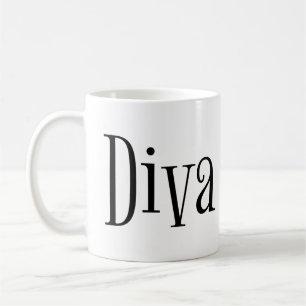 Caneca De Café Diva Funny Whimsics Tipografia
