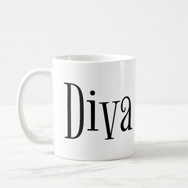 Caneca De Café Diva Funny Whimsics Tipografia (Esquerda)