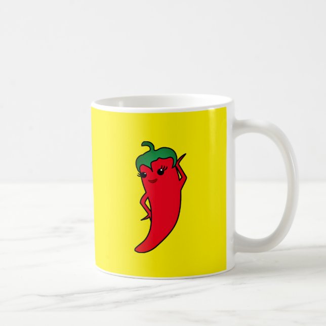 Caneca De Café Diva Pimenta Vermelha Kawaii (Direita)