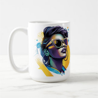 Caneca De Café Diva Urbana - Retrato Vetor Negrito do Glamor Retr