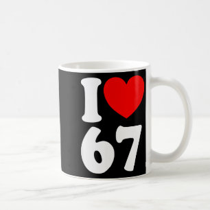 Caneca De Café Diversão 67 Número 6-7 Eu Amo 6 7 Seis Sete