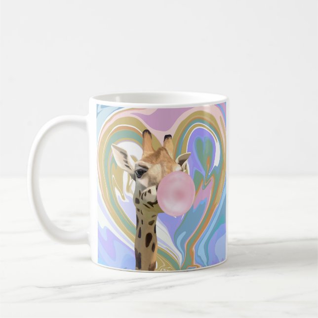 Caneca De Café Diversão Bubblegum soprando Girafa Líquida Azul (Esquerda)
