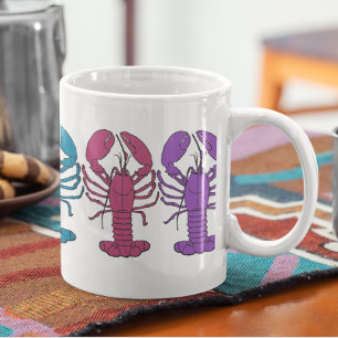 Caneca De Café Diversão Colorida Lagosta Crustaceancore