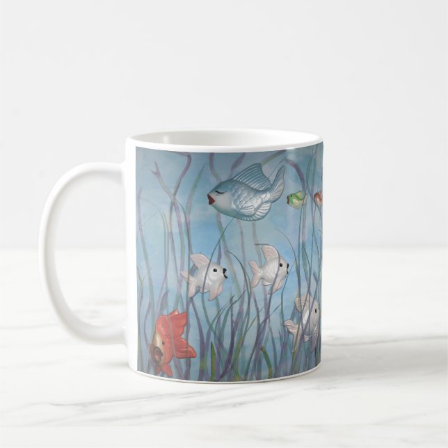 Caneca De Café diversão com peixe chalkware (Esquerda)