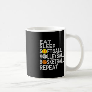 Caneca De Café Diversão Coma Dormir Rapazes De Voleibol De Bola B