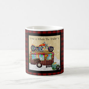 Caneca De Café Diversão de Camper Trailer de Xadrez de Buffalo