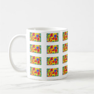 Caneca De Café Diversão de cores vívidas com padrão de design num