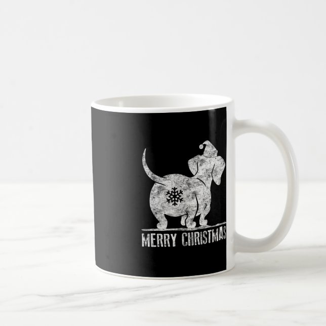 Caneca De Café Diversão de Dachshund Feia de Natal Cachorro Cacho (Direita)