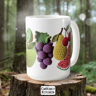 Caneca De Café Diversão de Fruta Crochet Collage