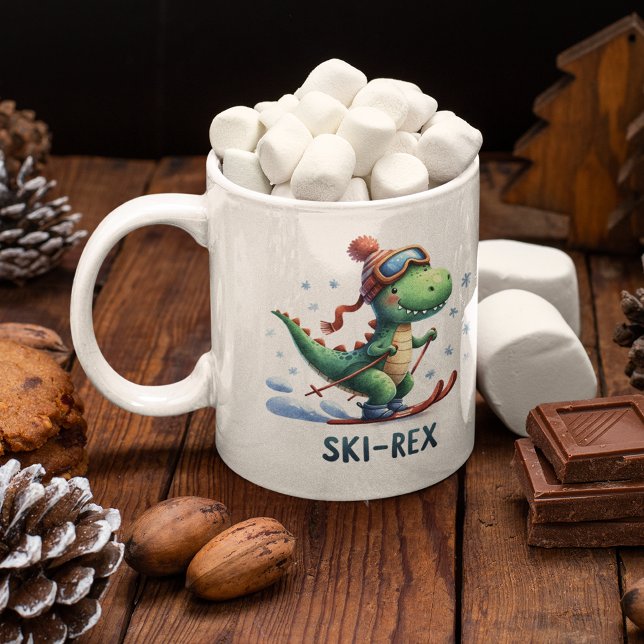Caneca De Café Diversão de inverno Ski-Rex (Criador carregado)