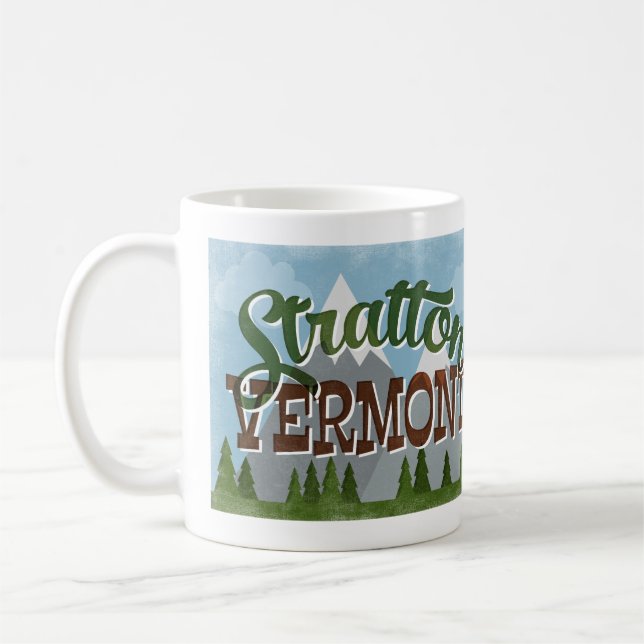 Caneca De Café Diversão de Stratton Vermont Retro Montanhas Snowy (Esquerda)