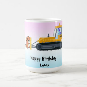 Caneca De Café Diversão de um trator de dinossauro Fazenda Escola