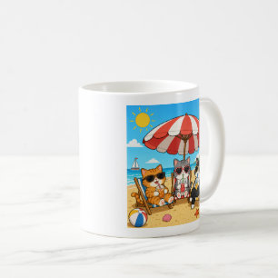 Caneca De Café Diversão de Verão Amante de Gatos