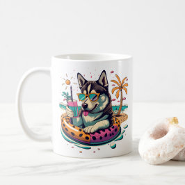 Caneca De Café Diversão de Verão com um Cachorro Legal e giro na