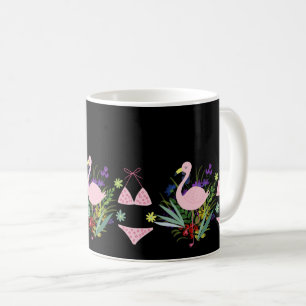 Caneca De Café Diversão de Verão: Pato de Bikini Rosa Pronta para