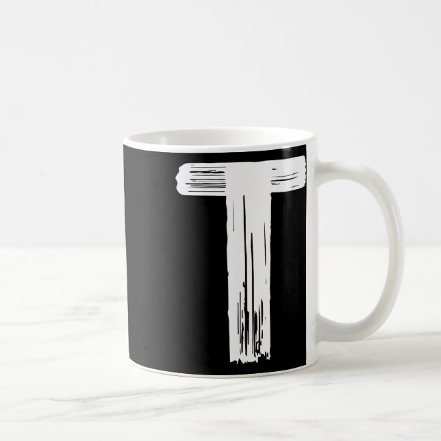 Caneca De Café Diversão do Carnaval de Halloween - Letra T Verde  (Direita)