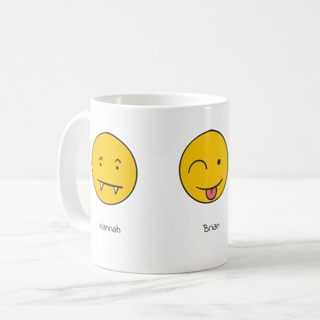 Caneca De Café Diversão do Design do Smiley face de nome personal (Frente Esquerda)