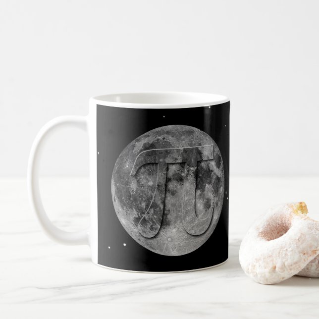 Caneca De Café Diversão do Dia Pi da Lua Completa (Com Donut)