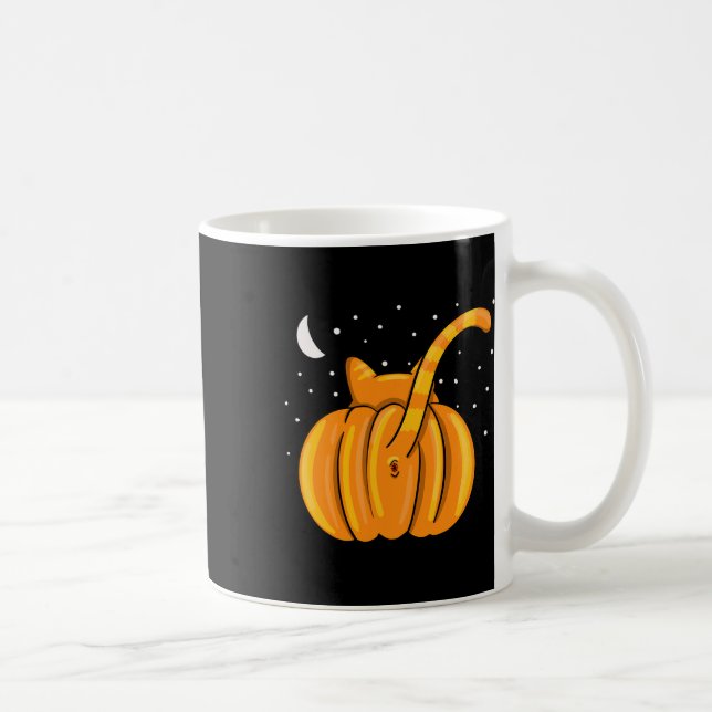 Caneca De Café Diversão do Halloween Bumbum Pumpkin Orange Tab (Direita)