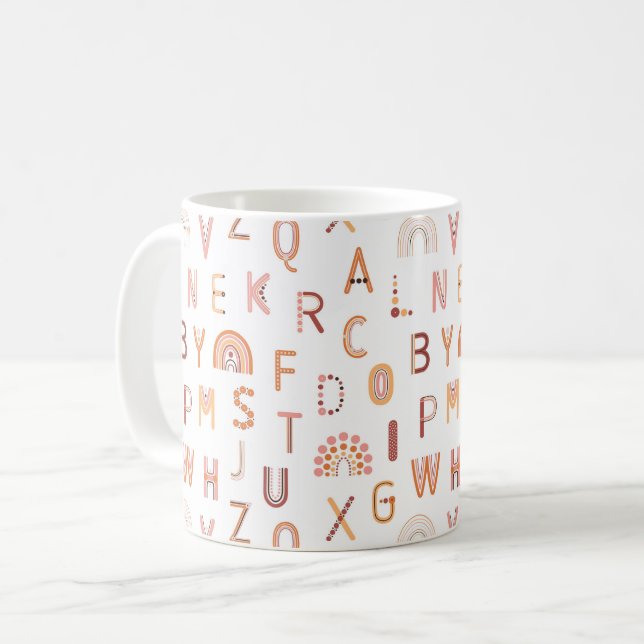 Caneca De Café Diversão do Rainbow Alphabet Pattern (Frente Esquerda)