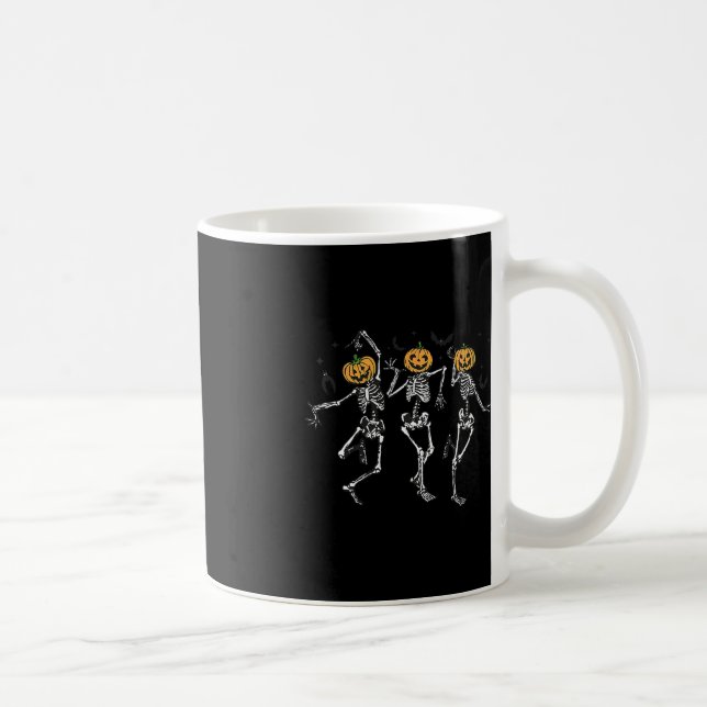 Caneca De Café Diversão Halloween Pumpkin Dancing Skeleton Costum (Direita)