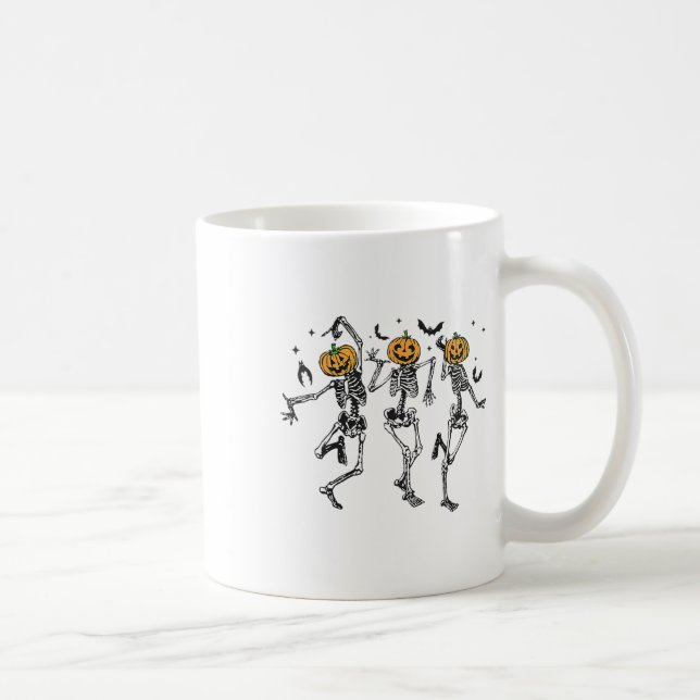 Caneca De Café Diversão Halloween Pumpkin Dancing Skeleton Costum (Direita)