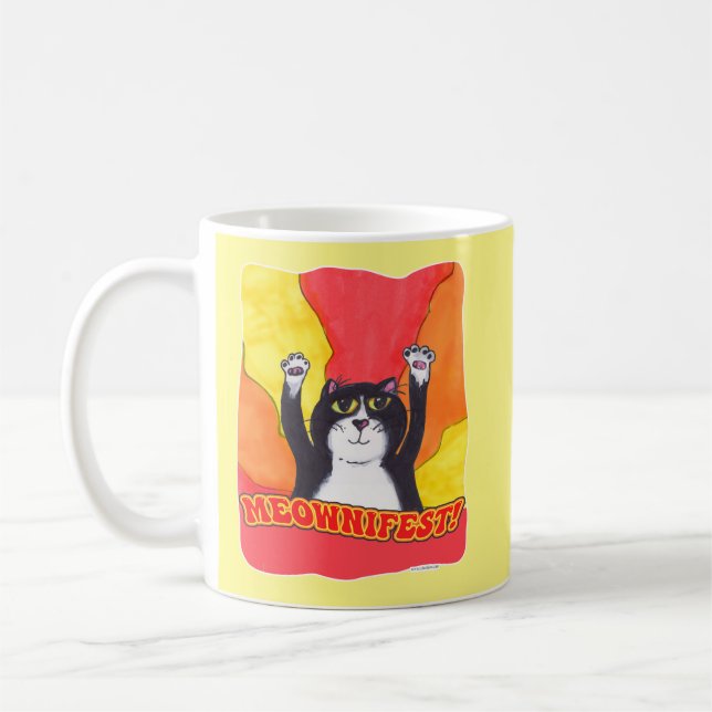 Caneca De Café Diversão Meownifest Epic Cat Declaração de Elogio (Esquerda)