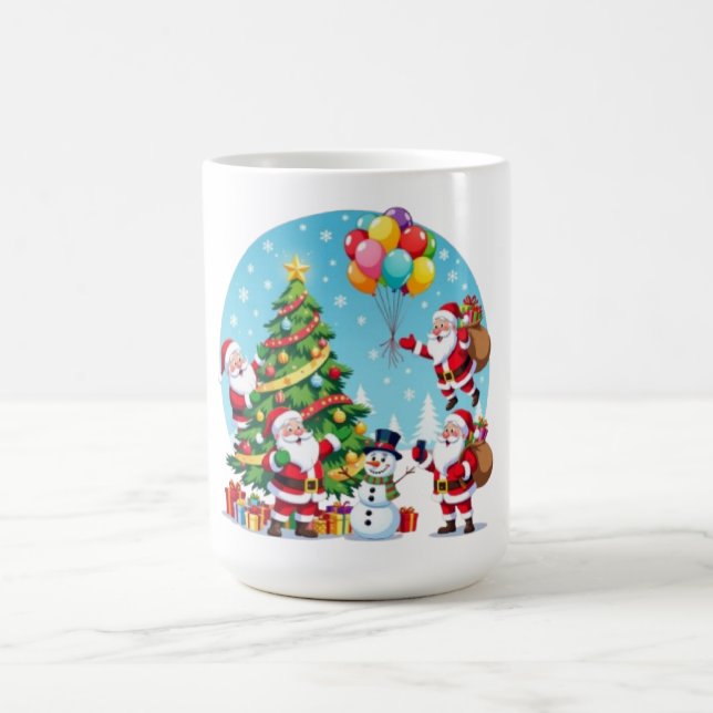 Caneca De Café **“Diversão Natalina com Múltiplos Papais Noel – T (Centro)